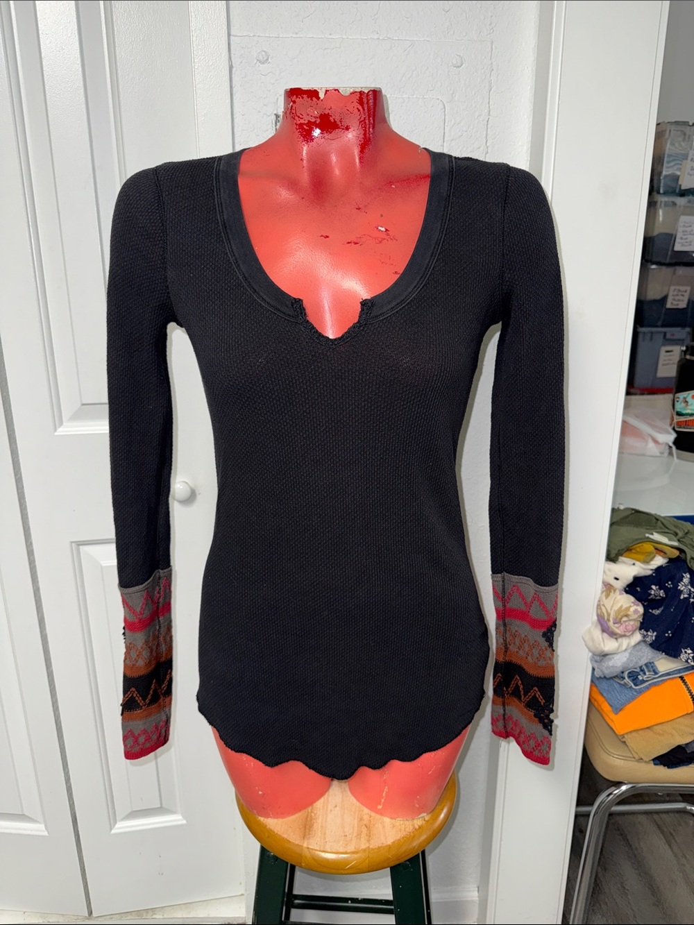 Free People thermal top shirt blouse long sleeve